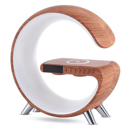 G Shape LED Lamp Bluetooth Speaker Wireless Charger RGB Night Light Alarm Clock Smart Bedside Lamp