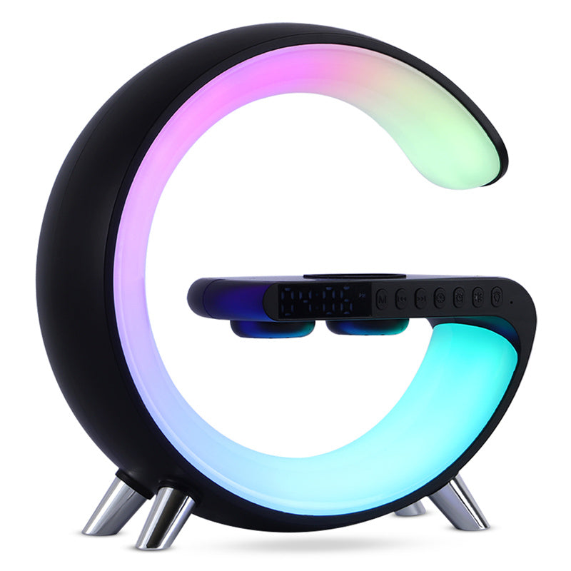 G Shape LED Lamp Bluetooth Speaker Wireless Charger RGB Night Light Alarm Clock Smart Bedside Lamp