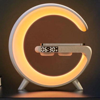 G Shape LED Lamp Bluetooth Speaker Wireless Charger RGB Night Light Alarm Clock Smart Bedside Lamp