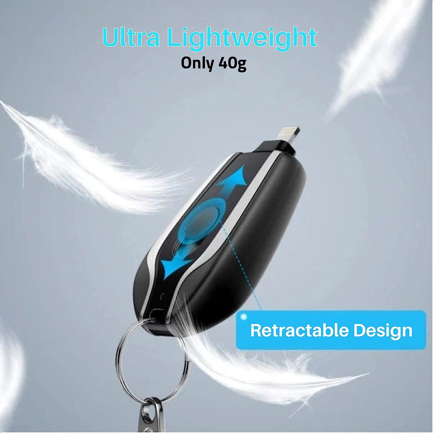 Wireless Portable Mini Keychain Charger 1500mAh Emergency Power Supply