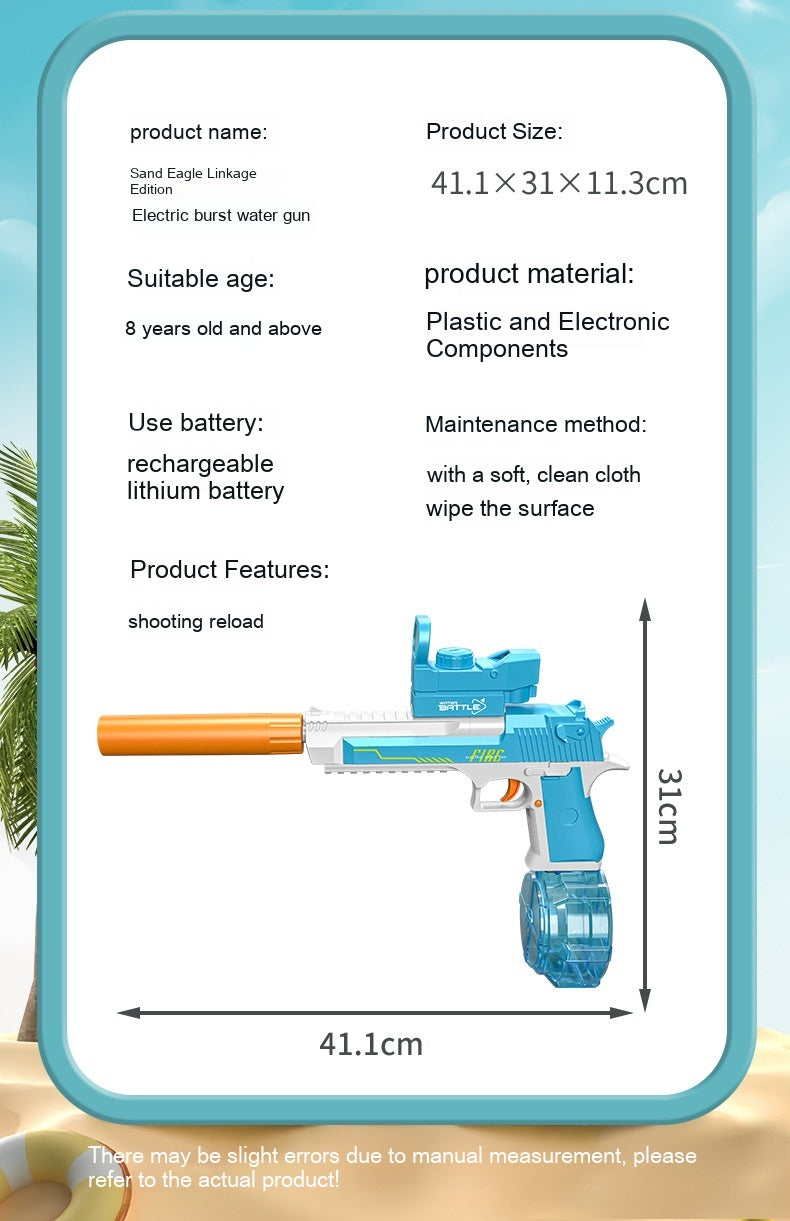 Electric Desert Eagle Water Gun – Full Auto Rapid Fire Water Blaster Toy