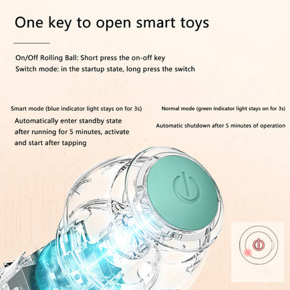 Smart Automatic Cat Rolling Ball Toy – Interactive LED Self-Moving Teaser Ball with Obstacle Avoidance