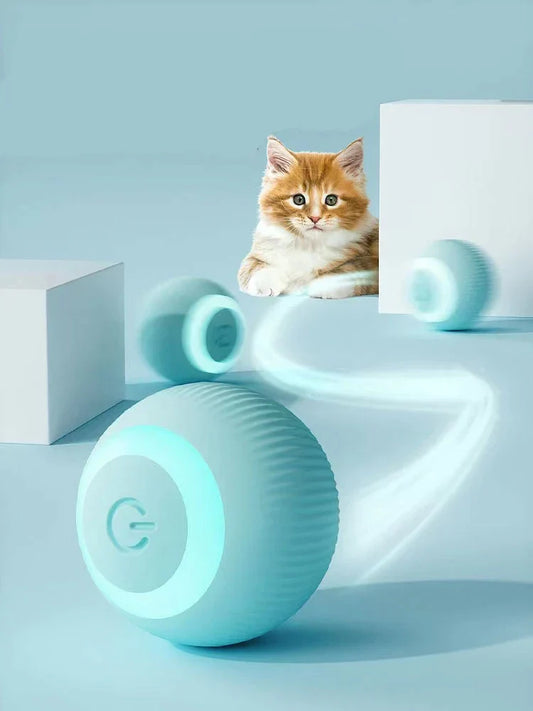 Smart Automatic Cat Rolling Ball Toy – Interactive LED Self-Moving Teaser Ball with Obstacle Avoidance
