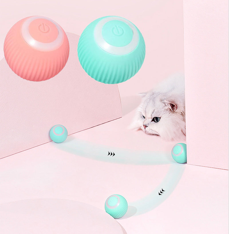 Smart Automatic Cat Rolling Ball Toy – Interactive LED Self-Moving Teaser Ball with Obstacle Avoidance