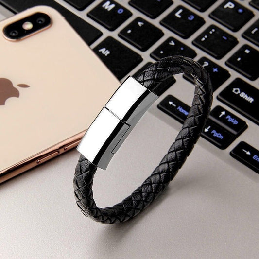Bracelet USB Charging Cable Wearable Emergency Charger Data Sync Cable iPhone Android Type-C 3-in-1 Portable Wrist Charging Cord