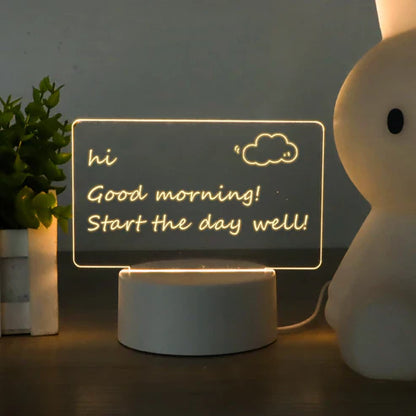 LED Acrylic Message Board Night Light USB Erasable Note Board with Pen Creative Writing Lamp Warm Glow Night Light Desk Decor