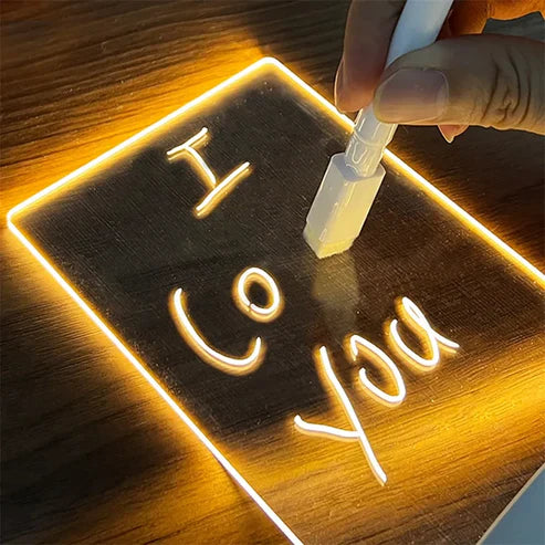 LED Acrylic Message Board Night Light USB Erasable Note Board with Pen Creative Writing Lamp Warm Glow Night Light Desk Decor