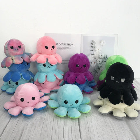 Octopus Plush Doll Toy Changeable Face Flip Side Stuffed Animal