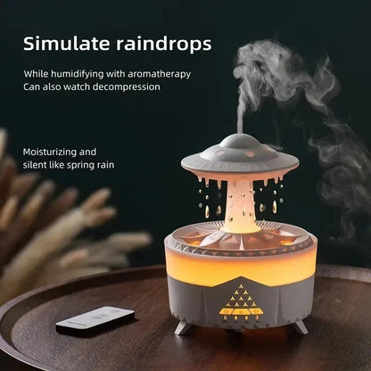 UFO Mushroom Humidifier with Raining Cloud Lamp Aromatherapy