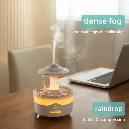 UFO Mushroom Humidifier with Raining Cloud Lamp Aromatherapy
