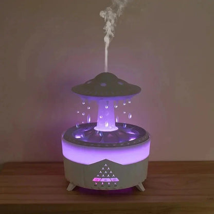 UFO Mushroom Humidifier with Raining Cloud Lamp Aromatherapy