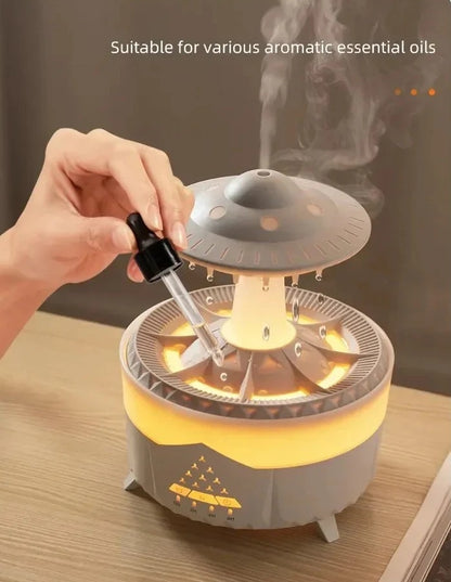 UFO Mushroom Humidifier with Raining Cloud Lamp Aromatherapy