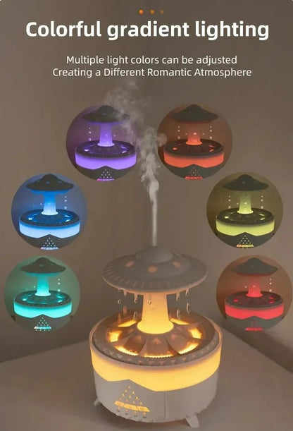 UFO Mushroom Humidifier with Raining Cloud Lamp Aromatherapy