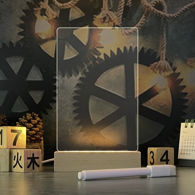 LED Acrylic Message Board Night Light USB Erasable Note Board with Pen Creative Writing Lamp Warm Glow Night Light Desk Decor