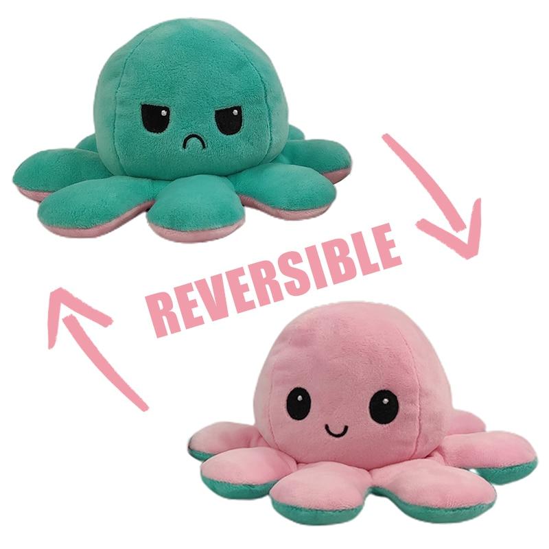 Octopus Plush Doll Toy Changeable Face Flip Side Stuffed Animal